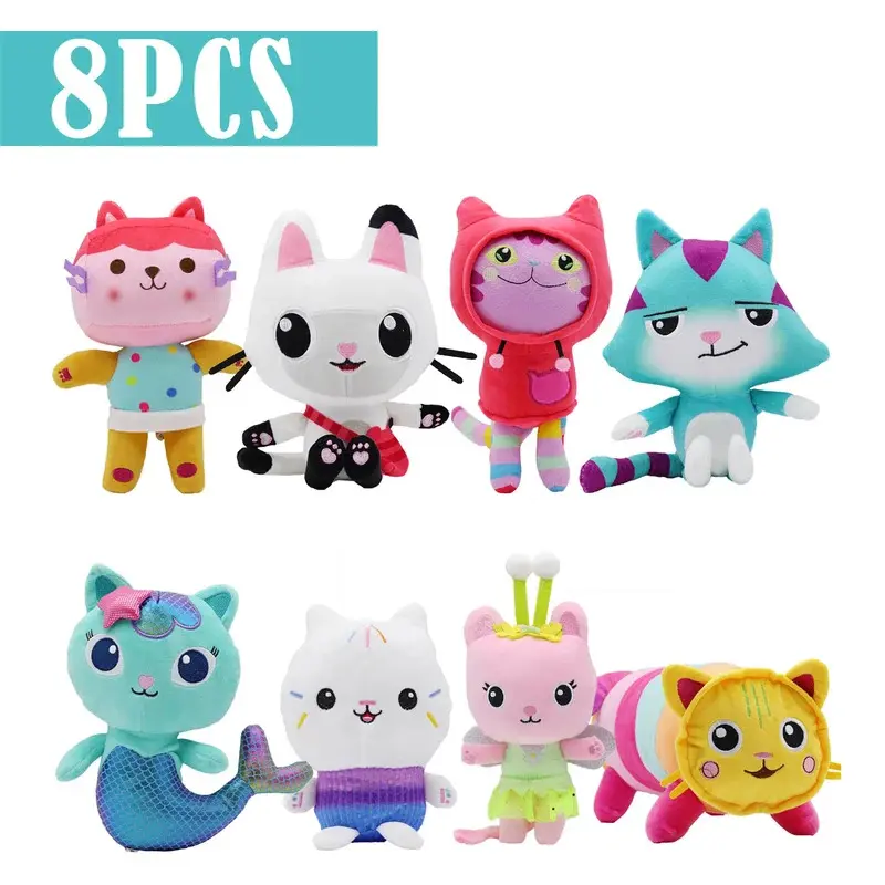 New Gabby Dollhouse Plush Toy Mercat Cartoon Stuffed Animals Smiling Cat Car Cat Hug Gaby Girl Dolls Kids Birthday Gifts