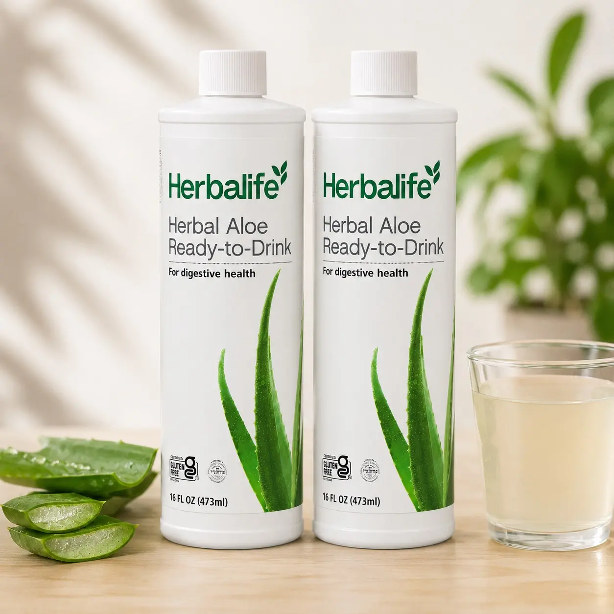 Herbalife Herbal Aloe Gluten-Free Liquid Edible Herbal Supplement, 2-Pack (16 fl oz/473 mL Each) - Metabolism & Healthcare Nutrition Support