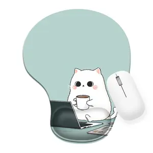 Ergonomic Cute Cat Design Silicone Wrist Rest Mouse Pad - Supports Wrists with Size 8.98 by 7.56 inches - Perfect for Home and Office Use - Ideal Gift for Cat Lovers and Office Workers
