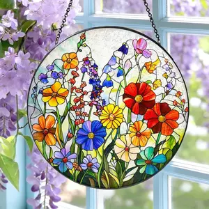 Wildflower Stained Glass Suncatcher: Flower Window Hanging, Colorful Floral Glass Art, Gift for Mom