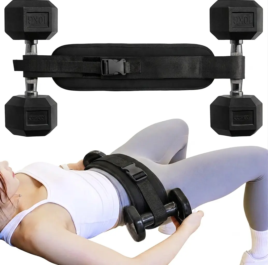 Exercise Hip Thrust Belt - Dumbbell Hip Thrust Belt, Thicken & Widen, Comfortable for Dumbbells, Kettlebells or Plates, Slip Padding, Gym or Home Workouts