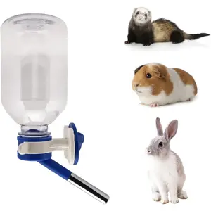 Patented No-Drip Water Bottle/Feeder for Guinea Pigs/Hamsters/Bunnies/Ferrets/Other Small Pets, Critters and Animals - for Cs, Crates or Wall Mount. 10.2oz. Nozzle 10mm, Blue (C128)