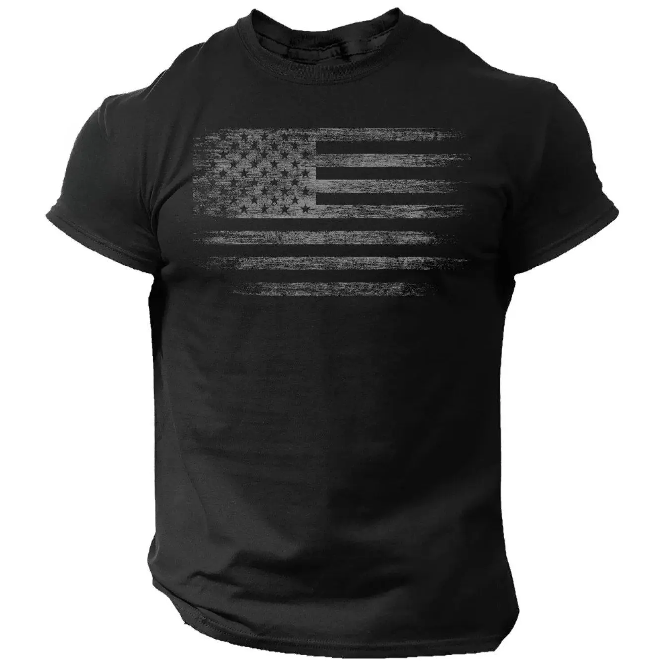USA Distressed Flag Men T Shirt Patriotic American Tee 100% Cotton T-Shirt Unisex Clothing Everyday T-Shirt Gift for Friends Parents Classmates Novelty T-Shirt for Men