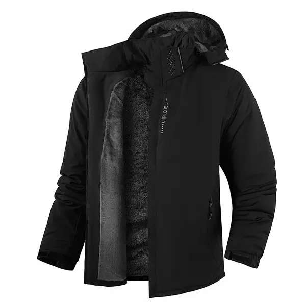 Men's Autumn Winter Silver Fox Fleece Lined Thickened Softshell Jacket Windproof Waterproof Wear-Resistant Outdoor Warm Solid Color Couple Coats Menswear Matching Stylish Tops