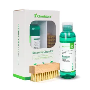 Clenvistora Premium Shoe Cleaner – Plant-Based Sneaker & Leather Care Solution | Removes Dirt & Stains, Safe for Suede, Nubuck, Vinyl, Mesh & More | 4 fl oz Concentrated Formula with Rich Foam