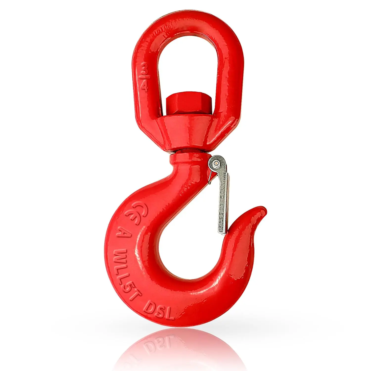 5 Ton Swivel Lifting Hook - Crane Swivel Hook for Hoisting, and Lifting, G80 Heavy Duty Rigging Swivel Hook Rotating Swivel Eye Sling Hook with Safety Latch and 11023 lbs Load Capacity