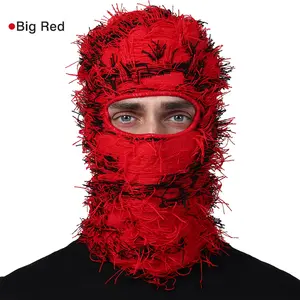 Men and Women's Funny Acrylic Knitted Wool Headgear for Outdoor Skiing Warmth Preservation in Big Red