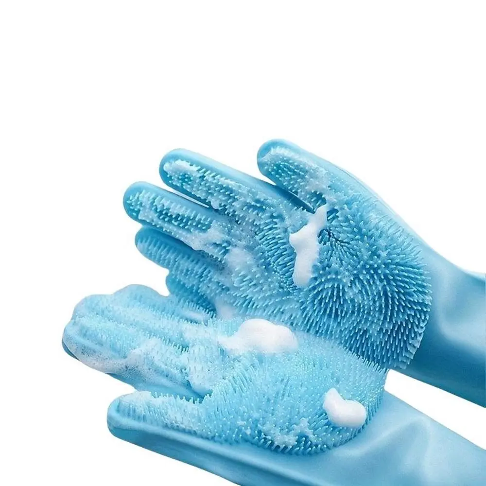 1pair  Pet Bathing Gloves, Dog Hair Cat Hair Cleaning Gloves, Gentle Scrubbing and Massage, Dense Brush Design, Home Kitchen Dishwashing Gloves, Grooming Supplies