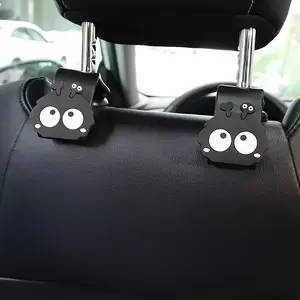 2 Piece Cartoon Charcoal Car Hooks, Universal Car Seat Hooks, Cute Car Accessories, Perfect for Handbags, Wallets, Coats