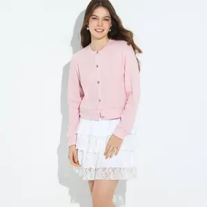 Women's Metal Heart Button Cardigan Sweater - Wild Fable Pink S