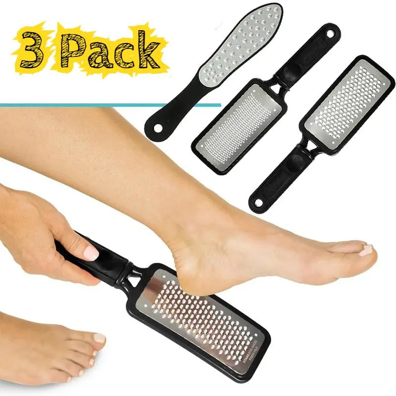 3-Piece Professional Foot Care Kit,Large Stainless Steel Foot Files,Waterproof,Washable,Reusable Dual Sided Pedicure Tools for Dead Skin Callus Removal,Unscented,Perfect for Home&Travel