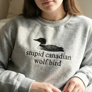 Embroidered Stupid Canadian Wolf Bird Sweatshirt, Hockey Romance Crewneck, LGBT Hockey Fan Gift, Movie Shirt, Team Hollanov