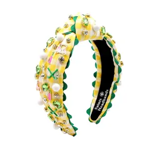 Golf Tee Time Yellow Gingham Headband