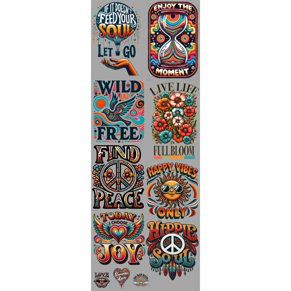 Hippie Soul DTF Transfers Gang Sheet 22” wide x 60” long DIY Direct to Film T Shirt Transfers