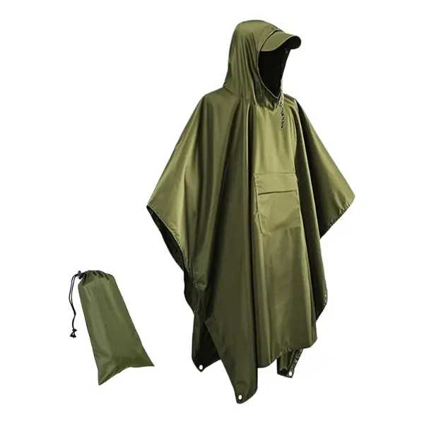 Unisex Waterproof Lightweight Loose-Fit Rain Poncho with Built-In Hood, Convenient Pocket, Foldable Carry Bag - All-Seasons Adult Hiking/Light Outdoor Rainwear (Foldable Pocket Raincoats Category)