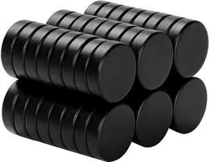 45 Pcs Refrigerator Magnets, Small Round Fridge Magnets, Multi-Use Premium Neodymium Office Magnets for Fridge, Whiteboard, Billboard in Home, Kitchen, Office and School (Black)