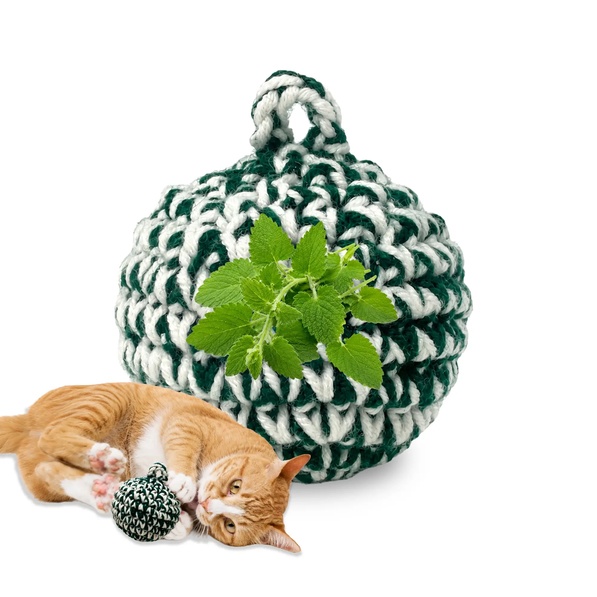 Green Cat Ball – Handmade Catnip Toy
