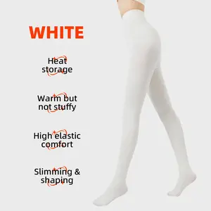 Women's High-Waisted 1200D Fleece Leggings Warm Opaque Tummy Control Ankle Stirrup Pants for Winter Essential White Everyday Wear