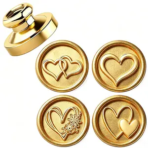 Thick Brass Wax Seal Stamp Head, Interlocking Heart Design, No Handle, Ideal for Wedding Invitations, Party Decor, Gift Wrapping, Collectibles