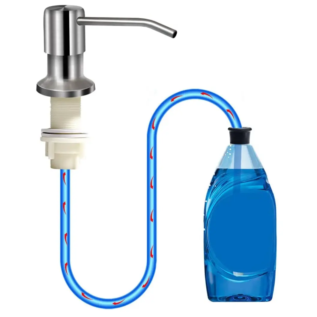 Dishwasher Detergent Dispenser with Silicone Hose and Silver Pump for Easy Refilling and Dispensing