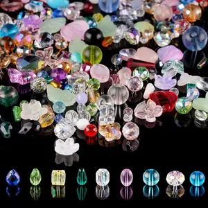 Glass Beads Colorful Rainbow Crytal Bead for Jewelry Making, Crystal Craft Beads with Drilled Holes for Bracelets and Earrings, DIY Sparkly Loose Beads 4 Ounces