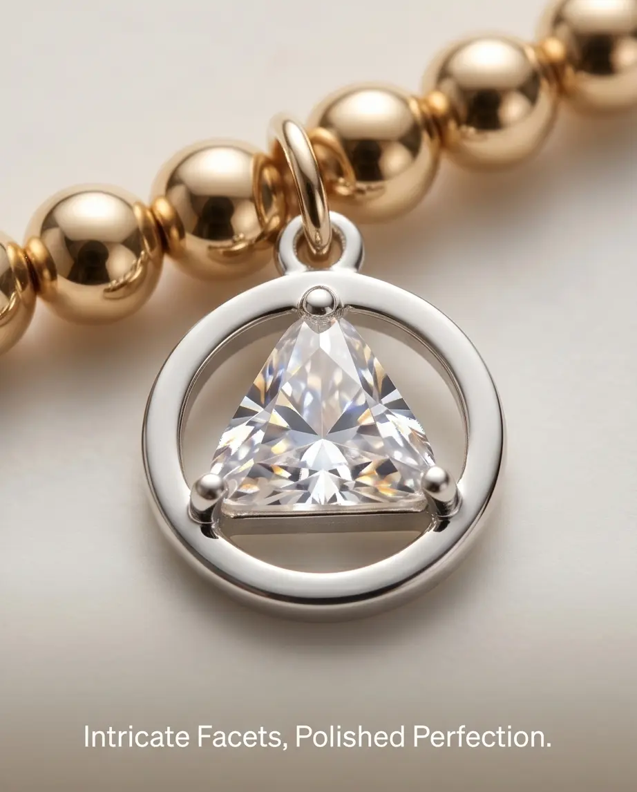 The Sobriety Bracelet | Pavé Triangle Charm | 14k Gold Filled | 4mm