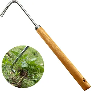 16" Heavy-Duty Uprooting Weed Puller Tool & Root Extractor - 304 Stainless Steel Garden Weeder with Ergonomic Hardwood Handle, Dual Jaw Design for Dandelions, Crabgrass, Thistles (Y-Type) fork lawn leveling  rake weed remover tool