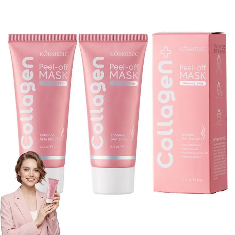 Collagen Peel-Off Mask – Hydrating Korean Face Mask , Glowing Skin – All Skin Types, Cooling peel-off mask for smoother prep and a hydrated feel Flawless Flawless, Summervibes，Korean Skincare, 2.12 FL OZ Makeup