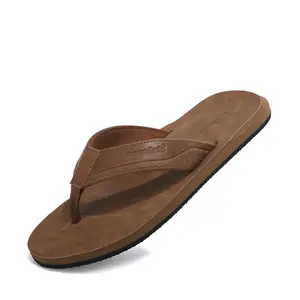 ARRIGOBELLO Men's Summer Leather Flip Flops Stylish Comfortable Non-slip Design Slippers with Arch Support Slippers summer comfy sandals Brown Footwear Boy Shoe Soft Nail Chef Usat1904-2