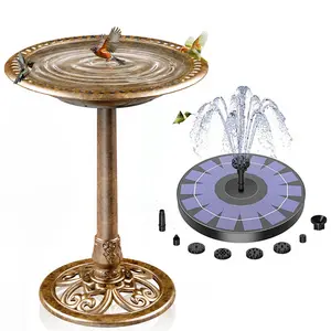 AISITIN Bird Bath With Solar Fountain,Polyresin Lightweight Bird Bath for Outside, Vintage Freestanding Birdbaths for Outdoors Garden,Patio Yar, Lawn Decor