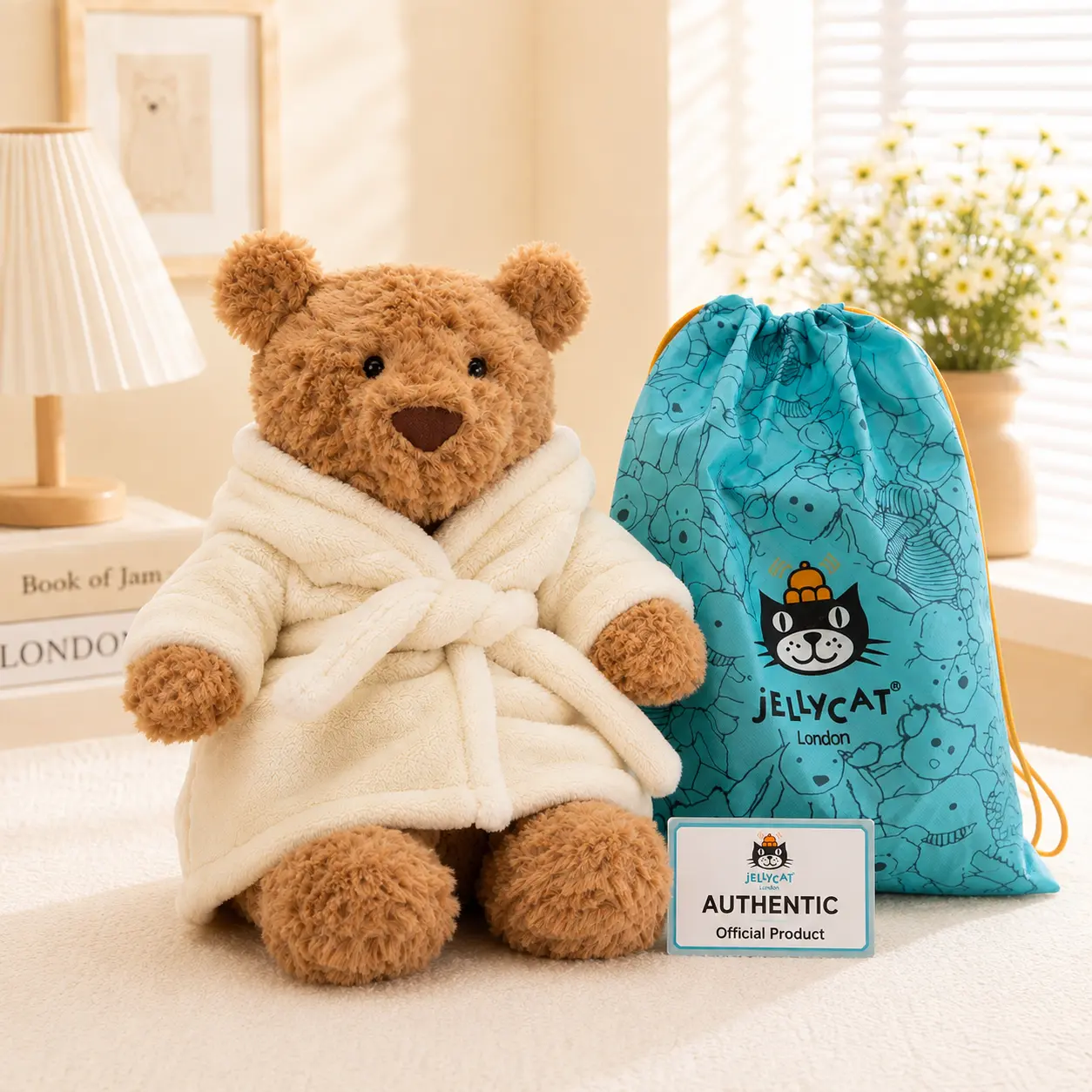 Bartholomew Bear 'Bathrobe' Authentic Jellycat Plush | US Stock | Official Product | Free Jellycat Gift Bag Included