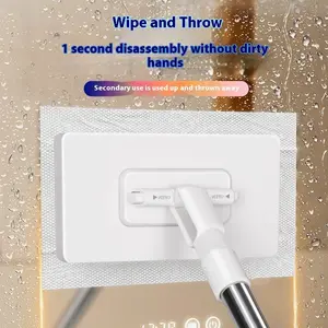 Snap grip mini mop with Four Cloths - 100cm Handle - 16cm x 8.5cm Head - 39.37in - 6.3in - 3.35in - Random Colors - 4 Pieces