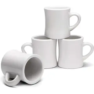 11oz White Diner Coffee Mug Set - Ceramic Mugs  for Kitchen Set, Travel, and Hot , Retro Waffle House Farmhouse Mug with Handle, Heavy Duty Coffee Cups (4 Pack)