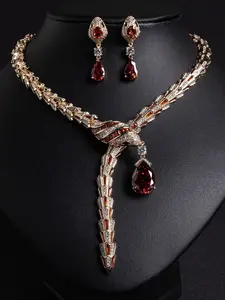 Women's Elegant Snake Design Jewelry Set, Vintage Style Jewelry Set Including Necklace & Dangle Earrings, Fashion Jewelry Accessories for Party, Daily Decor, Glamour Set