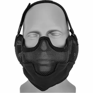 Wosport Metal mesh lower face mask Adjustable Breathable outdoor mask (Black)