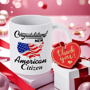 Modern Design Ceramic Mug with Vibrant Colors for Daily Use Celebrating New American Citizenship