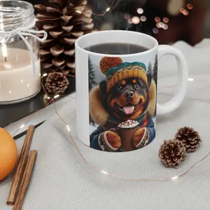 Rottweiler Winter Scene Coffee Cup, Dog Lover Gift,  Pet Owner Gift, Animal Lover Mug Ceramic Drinkware coffee tea