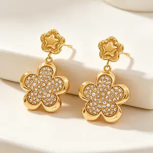 luck jewelry Statement Flower Earrings Everyone’s Complimenting 🌸 | Sparkling Rhinestone Design | Bold but Elegant | Summer  Must-Have