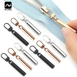9-Piece Detachable Metal Zipper Pulls Set, Durable Replacement Sliders & Rings for Sewing Bags, DIY Clothing Repair Kit