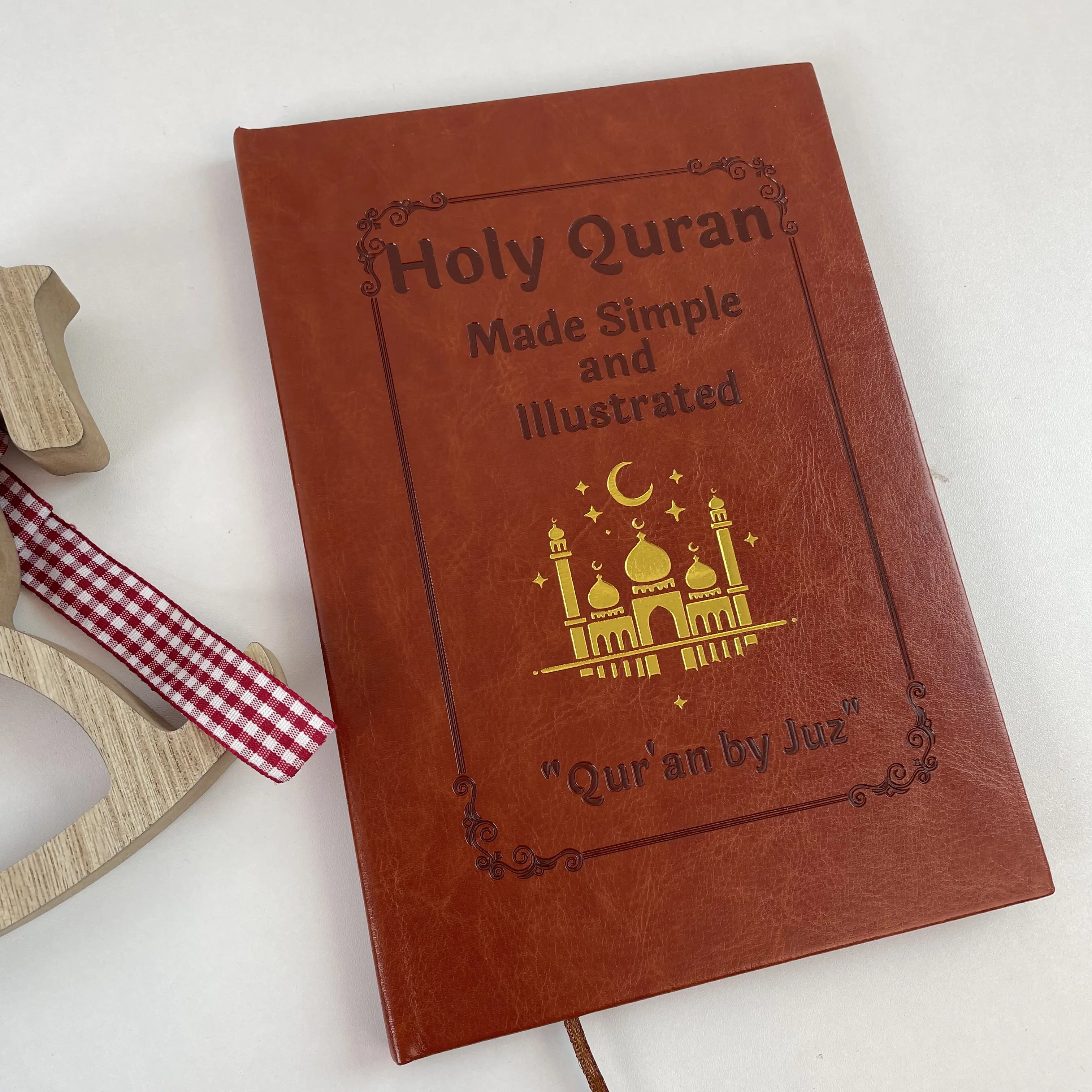 Notebook — Beginner-friendly illustrated Quran study guide book; brown leather simplified segmented Quran manual; easy-to-understand Islamic learning notebook for new Muslim believers supplies bible glitter may chalkboard