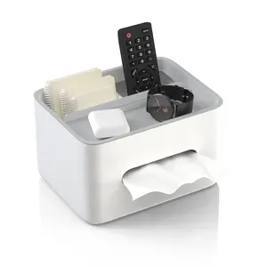 Multifunctional Desktop Storage Box with Remote Control Holder Tissue Box Drawer Paper Organizer Office Storage Rack for Desk Organization