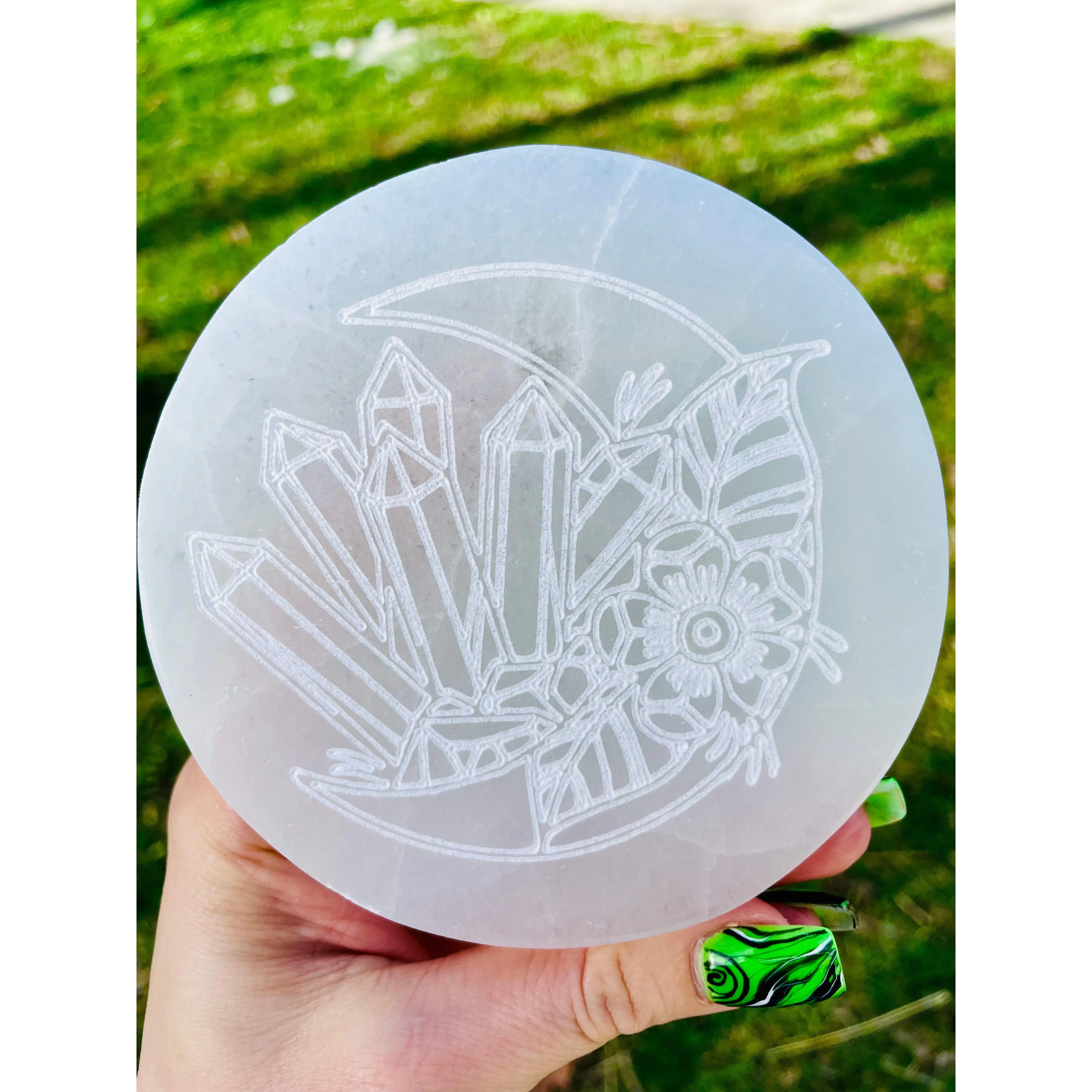 Selenite Crystal Moon Charging Plate