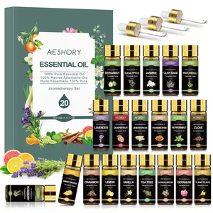 AESHORY Essential Oils Set 20*5ml Natural Aromatherapy Kit for Diffuser Humidifier Massage Skin Hair Care Candle Making