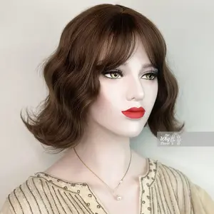 12" Ash Brown Bob Wavy Wig with Bangs | Her Wig Closet | Danielle