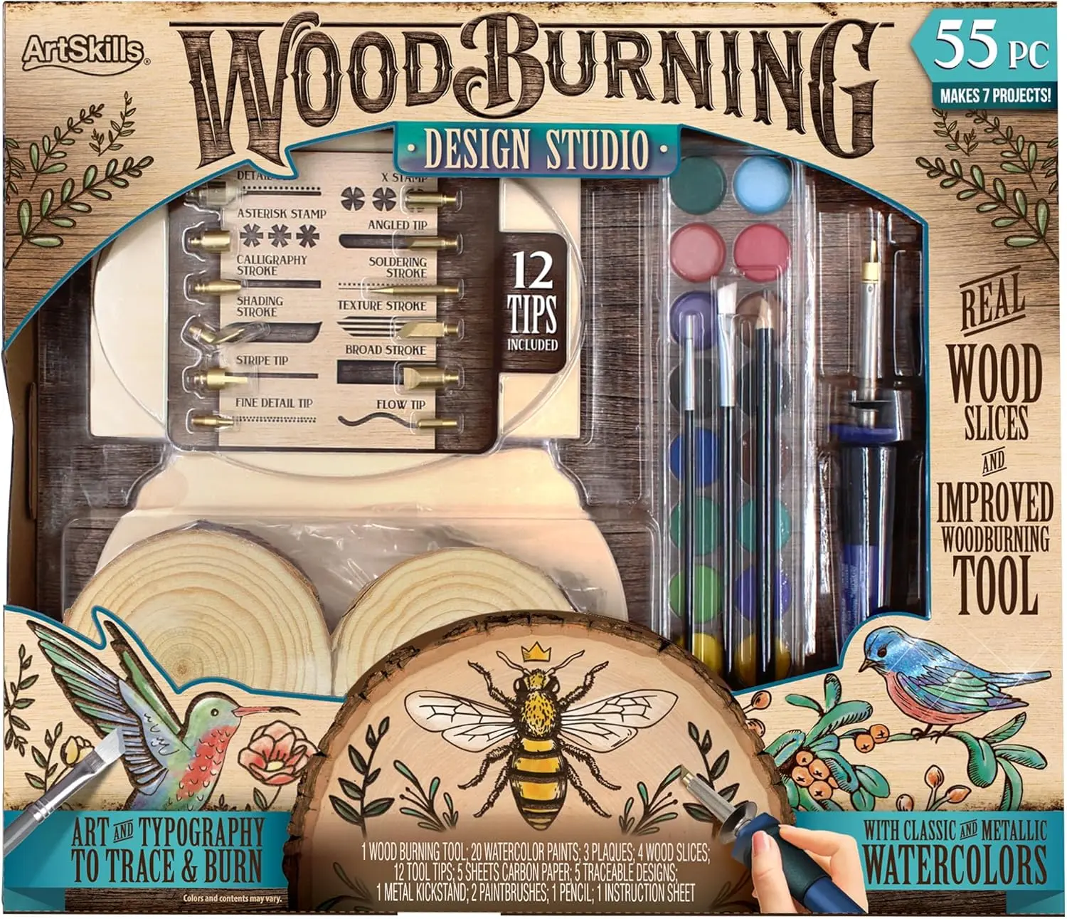 ArtSkills Wood Burning Tool Kit – 55 Piece Complete Woodburning Arts and Crafts Kit Cool Gifts for Teens and Adults Fun Crafts DIY Projects