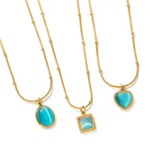 1 piece gift box set — summer fresh cat-eye stone necklace for women, versatile, cute gift for a girlfriend, suitable for everyday wear