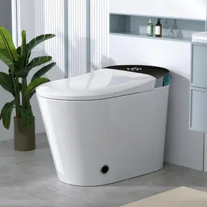 Bellemave  Modern Smart Toilet with Bidet Built In with Foot Kick,Tankless Toilets Auto Open/Close Lid with Dryer,ADA Comfort Height Heat Seat,Instant Warm Water,Power Outage and Flush