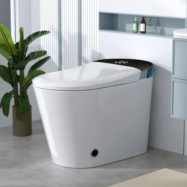 Bellemave  Modern Smart Toilet with Bidet Built In with Foot Kick,Tankless Toilets Auto Open/Close Lid with Dryer,ADA Comfort Height Heat Seat,Instant Warm Water,Power Outage and Flush