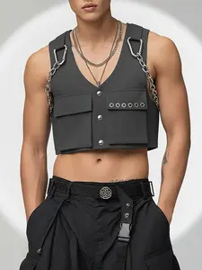 INCERUN Men's Fashion Deconstructed Chain Sleeveless Vest, Perfect for Daily Wear, Stylish and Comfortable, Ideal for Casual Tops