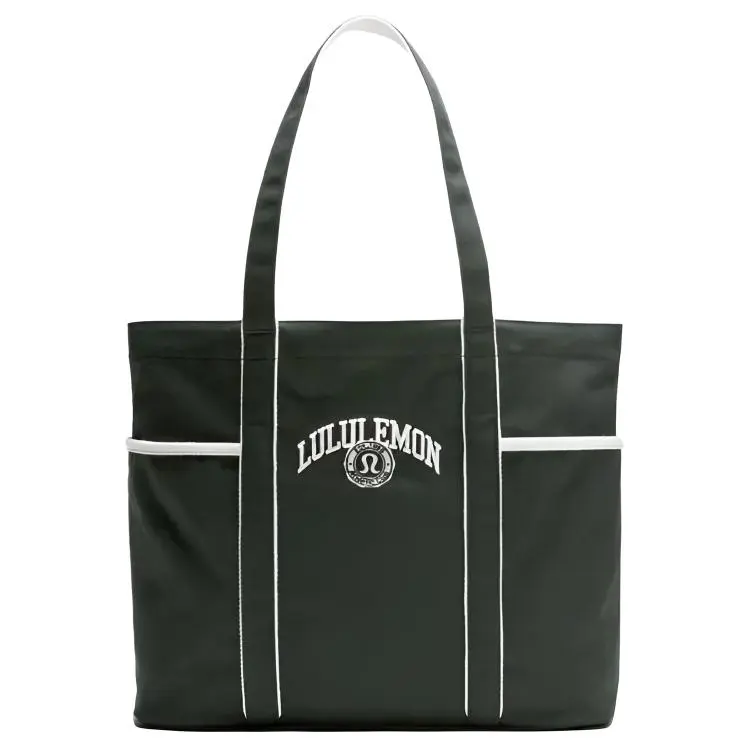 Lululemon Daily 20L Logo Print Cotton Tote Bag for Women in Light Green Casual Commuter Bag Canvas Tote Bags